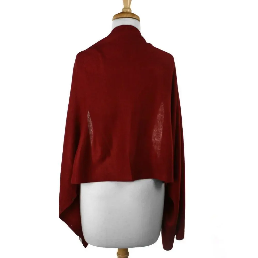 Burgundy Button Shawl Shrug Wrap 60